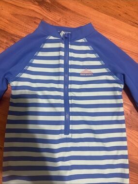 Eddie Bauer Blue and Light Blue Striped Long-Sleeve Rashguard